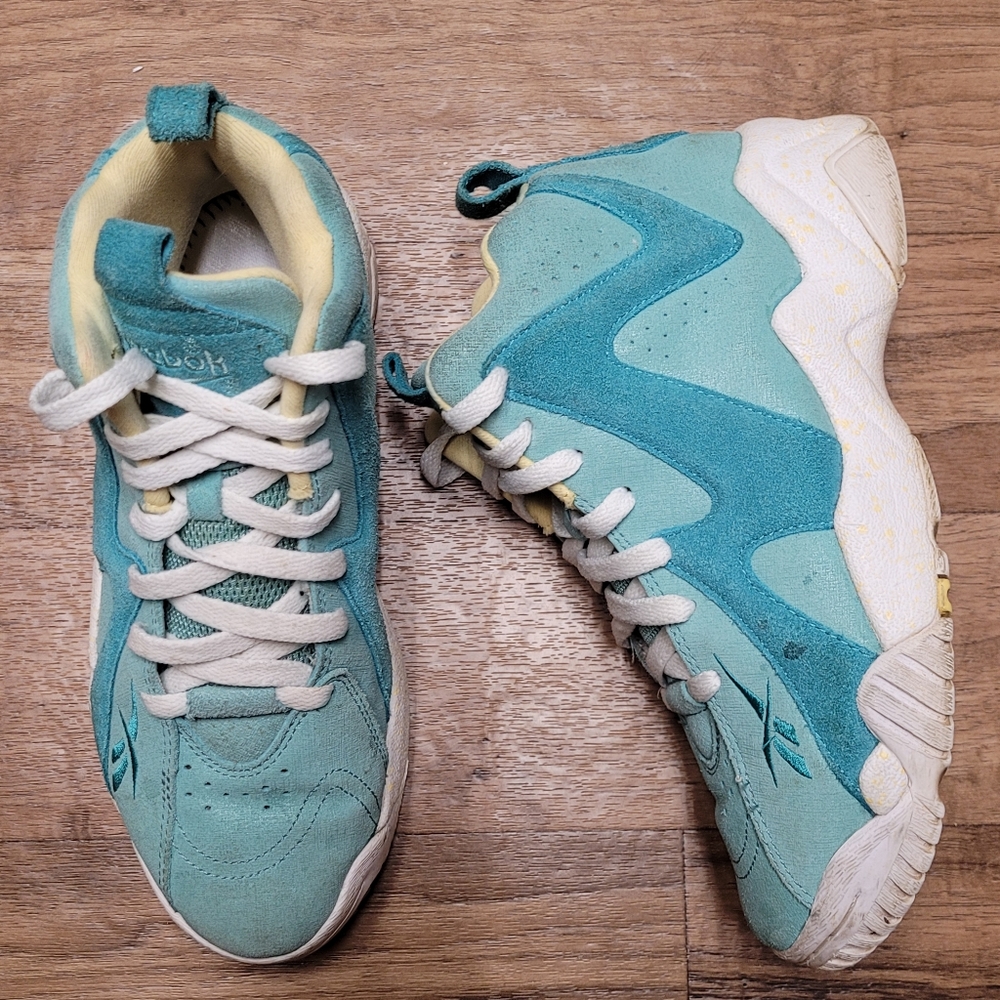 Reebok Shawn Kemp Women turquoise Suede Sz 5.5